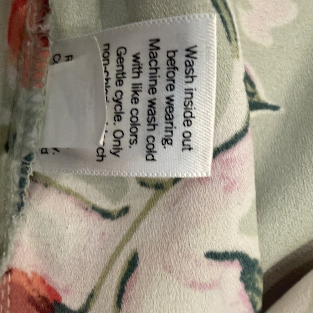 LC Lauren Conrad Size Large Sage Green Floral Faux-Wrap Midi Dress Cottagecore - Picture 15 of 15